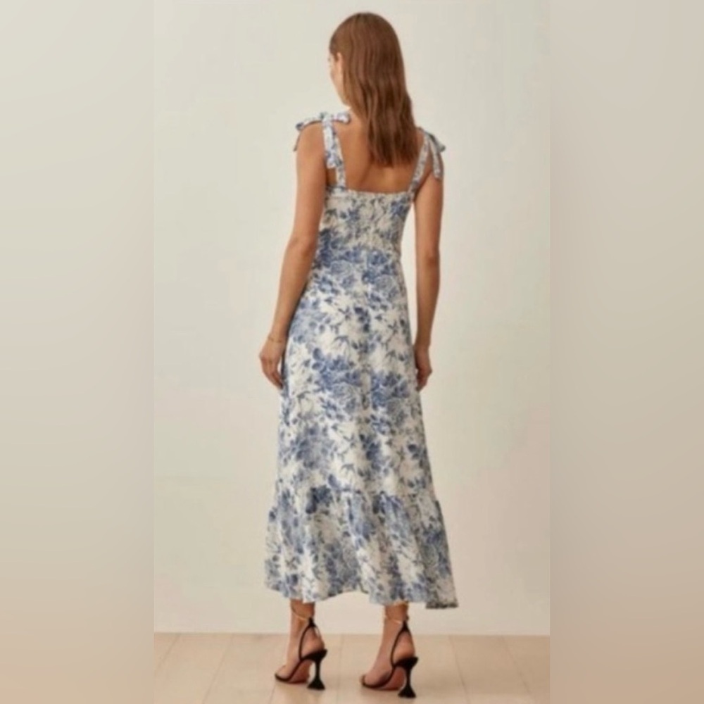Reformation Nikita Blue and White Floral Midi Dress NWT size 8 - Picture 4 of 16